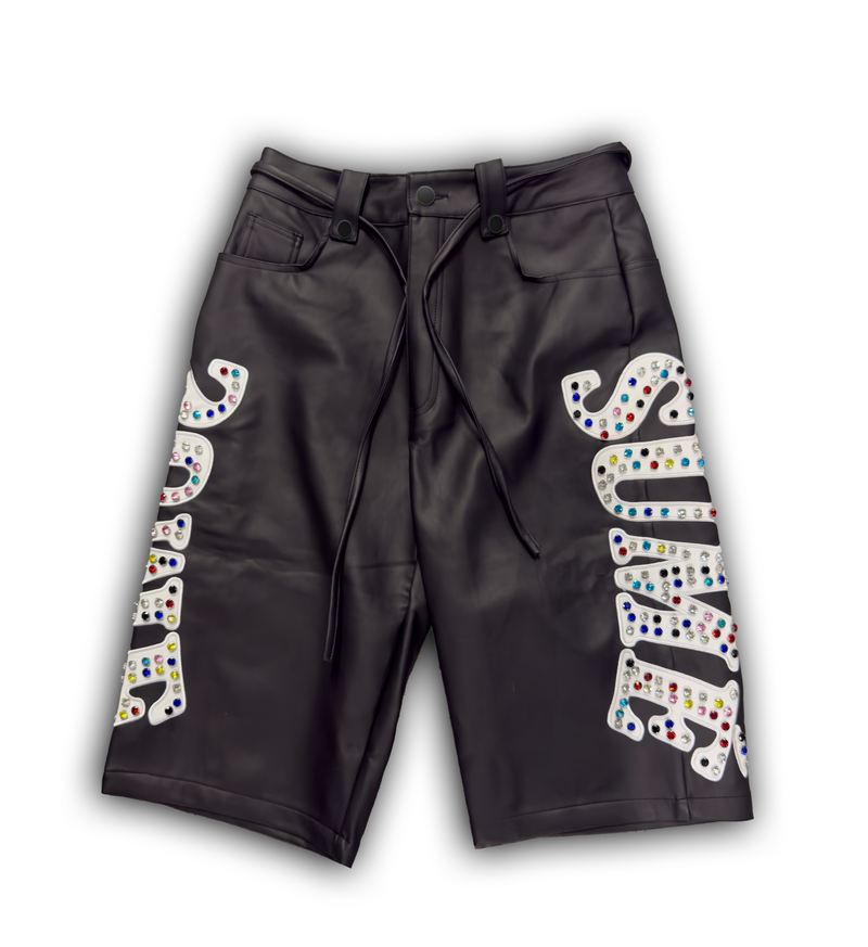 Leather Gemstone Shorts